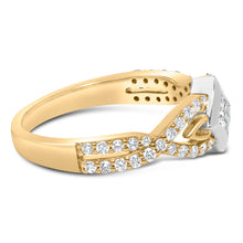 Load image into Gallery viewer, 10K Two Tone Color 2/3 Cttw Diamond Kite and Twist Shank Ring (H-I Color,SI2-I1 Clarity)
