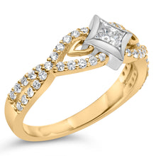 Load image into Gallery viewer, 10K Two Tone Color 2/3 Cttw Diamond Kite and Twist Shank Ring (H-I Color,SI2-I1 Clarity)
