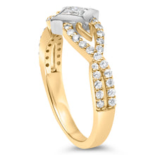 Load image into Gallery viewer, 10K Two Tone Color 2/3 Cttw Diamond Kite and Twist Shank Ring (H-I Color,SI2-I1 Clarity)
