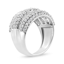 Load image into Gallery viewer, .925 Sterling Silver 2.00 Cttw Round and Baguette-Cut Diamond Cluster Ring (H-I Color, I1-I2 Clarity) - Size 7
