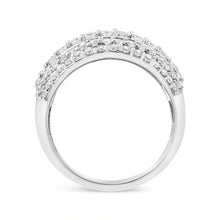 Load image into Gallery viewer, .925 Sterling Silver 2.00 Cttw Round and Baguette-Cut Diamond Cluster Ring (H-I Color, I1-I2 Clarity) - Size 7
