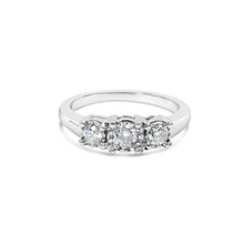 Load image into Gallery viewer, 14K White Gold 1/2 Cttw Miracle Set Round Lab Grown Diamond Three Stone Illusion Plate Ring (F-G Color, VS1-VS2 Clarity) - Ring Size 7
