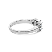 Load image into Gallery viewer, 14K White Gold 1/2 Cttw Miracle Set Round Lab Grown Diamond Three Stone Illusion Plate Ring (F-G Color, VS1-VS2 Clarity) - Ring Size 7
