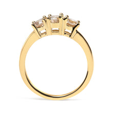 Load image into Gallery viewer, 10K Yellow Gold 1.00 Cttw Champagne Diamond 3-Stone Band Ring (J-K Color, I1-I2 Clarity)  - Size 7

