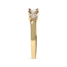 Load image into Gallery viewer, 10K Yellow Gold 1.00 Cttw Champagne Diamond 3-Stone Band Ring (J-K Color, I1-I2 Clarity)  - Size 7
