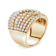 Load image into Gallery viewer, 10K Yellow Gold 3.0 Cttw Diamond Eight-Row Bypass Crossover Statement Band Ring (H-I Color, I2-I3 Clarity) - Size 7
