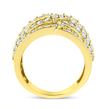 Load image into Gallery viewer, 10K Yellow Gold 3.00 Cttw Diamond Multi Row Bypass Wave Cocktail Band Ring (J-K Color, I1-I2 Clarity) - Size 7

