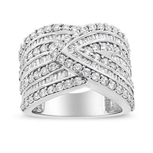 Load image into Gallery viewer, .925 Sterling Silver 2 3/8 Cttw Diamond Multi Row Overlay Band Ring ( J-K Color, I3 Clarity) - Ring Size 7
