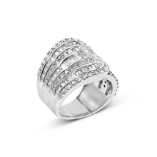 Load image into Gallery viewer, 10K White Gold 2 1/2 Cttw Round and Baguette-Cut Diamond Multi-Row Bypass Ring (J-K Color, I2-I3 Clarity) - Ring Size 7
