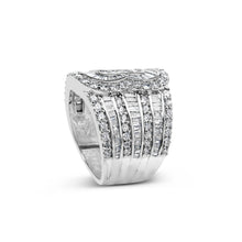 Load image into Gallery viewer, 10K White Gold 2 1/2 Cttw Round and Baguette-Cut Diamond Multi-Row Bypass Ring (J-K Color, I2-I3 Clarity) - Ring Size 7
