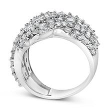 Load image into Gallery viewer, 10K White Gold 3.00 Cttw Diamond Multi Row Cluster Band Ring (I-J Color, I3 Clarity) - Size 7
