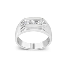 Load image into Gallery viewer, Men's .925 Sterling Silver 1/3 Cttw Diamond Channel Set 3 Stone Ring Band (I-J Color, I3 Clarity) - Ring Size 10
