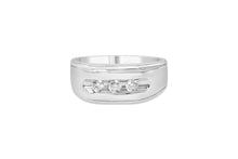 Load image into Gallery viewer, Men's .925 Sterling Silver 1/3 Cttw Diamond Channel Set 3 Stone Ring Band (I-J Color, I3 Clarity) - Ring Size 10
