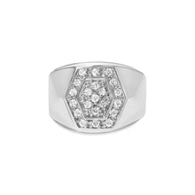 Load image into Gallery viewer, Men's .925 Sterling Silver 1/2 Cttw Multi-Diamond Hexagon Frame Ring (I-J Color, I3 Clarity) - Ring Size 10
