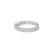 Load image into Gallery viewer, 10K White Gold 1.0 Cttw Princess Cut Diamond Double Row Eternity Band Ring (I-J Color, I1-I2 Clarity)- Size 7
