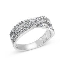 Load image into Gallery viewer, 10K White Gold 3/4 Cttw Princess Natural Diamond Split Shank and Weave Band Ring (H-I Color, SI1-SI2 Clarity) - Ring Size 7

