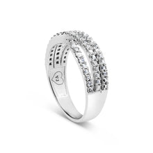 Load image into Gallery viewer, 10K White Gold 3/4 Cttw Princess Natural Diamond Split Shank and Weave Band Ring (H-I Color, SI1-SI2 Clarity) - Ring Size 7
