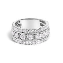 Load image into Gallery viewer, .925 Sterling Silver 2.0 Cttw Lab Grown Diamond Three-Row PavÃ© Band Ring
