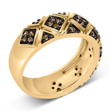 Load image into Gallery viewer, 10K Yellow Gold Plated .925 Sterling Silver 3/8 Cttw Champagne Diamond Geometric Style Band Ring - Size 7
