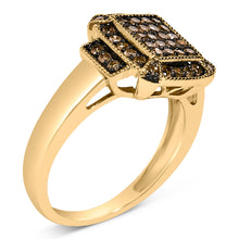 Load image into Gallery viewer, 10K Yellow Gold Plated .925 Sterling Silver 1/2 Cttw Champagne Diamond Step Up Ring - Size 7

