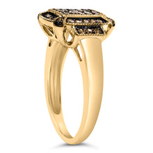 Load image into Gallery viewer, 10K Yellow Gold Plated .925 Sterling Silver 1/2 Cttw Champagne Diamond Step Up Ring - Size 7
