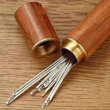 Load image into Gallery viewer, 30-Pieces: Self-Threading Random Sizes Needles with Wooden Storage Tube
