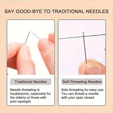 Load image into Gallery viewer, 30-Pieces: Self-Threading Random Sizes Needles with Wooden Storage Tube
