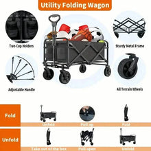 Load image into Gallery viewer, Heavy Duty Utility Portable Foldable Outdoor Beach Garden Wagon Cart with 360° All Terrain Wheels
