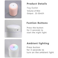 Load image into Gallery viewer, 300ml Mini Portable Humidifier Ultra Quiet Aromatherapy Essential Oil
