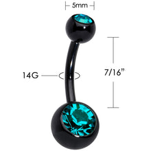 Load image into Gallery viewer, Black Zircon Double Gem Anodized Titanium Belly Ring
