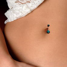 Load image into Gallery viewer, Black Zircon Double Gem Anodized Titanium Belly Ring
