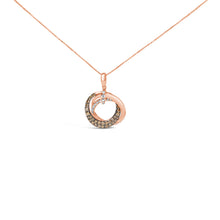 Load image into Gallery viewer, 14K Rose Gold 3/4 Cttw Brown and White Diamond Interlocking Circle Hoop 18" Inch Pendant Necklace (G-H Color, SI2-I1 Clarity)
