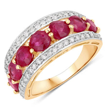 Load image into Gallery viewer, 3.24 Carat Genuine Ruby and White Diamond 14K Yellow Gold Ring
