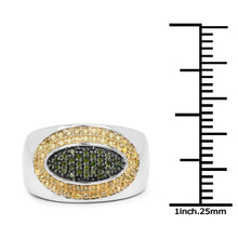 Load image into Gallery viewer, 0.38 Carat Genuine Green Diamond and Yellow Diamond .925 Sterling Silver Ring
