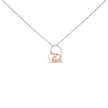 Load image into Gallery viewer, 14K Rose Gold Plated Sterling Silver Diamond Accent Mom Heart Pendant Necklace
