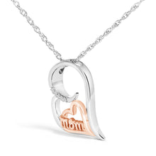 Load image into Gallery viewer, 14K Rose Gold Plated Sterling Silver Diamond Accent Mom Heart Pendant Necklace
