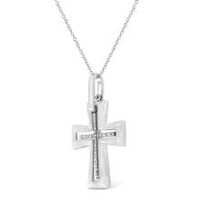 Load image into Gallery viewer, .925 Sterling Silver Prong-Set Diamond Accent Cross 18" Pendant Necklace (I-J Color, I1-I2 Clarity)
