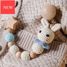 Load image into Gallery viewer, Modern Handmade Pacifier Chain Baby Teething Chains Crochet Rabbit Panda Beads Wooden Clips Wood Tiny Rod  For Kids
