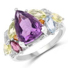Load image into Gallery viewer, 6.30 Carat Genuine Multi Stone .925 Sterling Silver Ring
