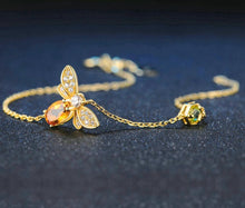 Load image into Gallery viewer, Cute Bee 925 Sterling Silver Bracelet Woman Love Gemstones Jewelry 14K Gold Plated Designer Jewelry
