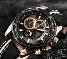 Load image into Gallery viewer, Men's Waterproof Sports  Watch With Leather Belts, Chronometers Day View Fluorescent Pointers Unique Design Perfect Gift
