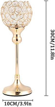 Load image into Gallery viewer, Gold Crystal Tealight Candle Holders Set for Decor
