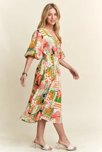 Load image into Gallery viewer, New Summer Floral V-Neck Puff Sleeve Midi Dress For Women – Feminine, Charming, Elegant, Eye-Catching, Perfect for Any Occasion
