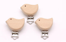Load image into Gallery viewer, Modern Wood Naural Nipple Chain Accessories BPA Free Cute Modelling Beech Pacifier Clip Small Elephant Heart-shaped Holder for Pacifier
