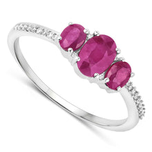 Load image into Gallery viewer, 1.02 Carat Genuine Ruby and White Diamond 14K White Gold Ring
