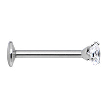 Load image into Gallery viewer, 16G Clear 2mm Gem Internally Threaded Labret Monroe Tragus
