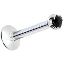 Load image into Gallery viewer, 16G Black 2mm Gem Internally Threaded Labret Monroe Tragus
