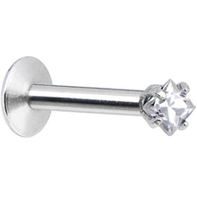 Load image into Gallery viewer, 16G Clear 3mm Square Gem Internally Threaded Labret Monroe Tragus
