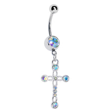 Load image into Gallery viewer, Aurora Cross Dangle Belly Ring
