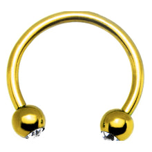 Load image into Gallery viewer, 16G 5/16 Clear Gem Gold Tone Anodized Horseshoe Circular Barbell
